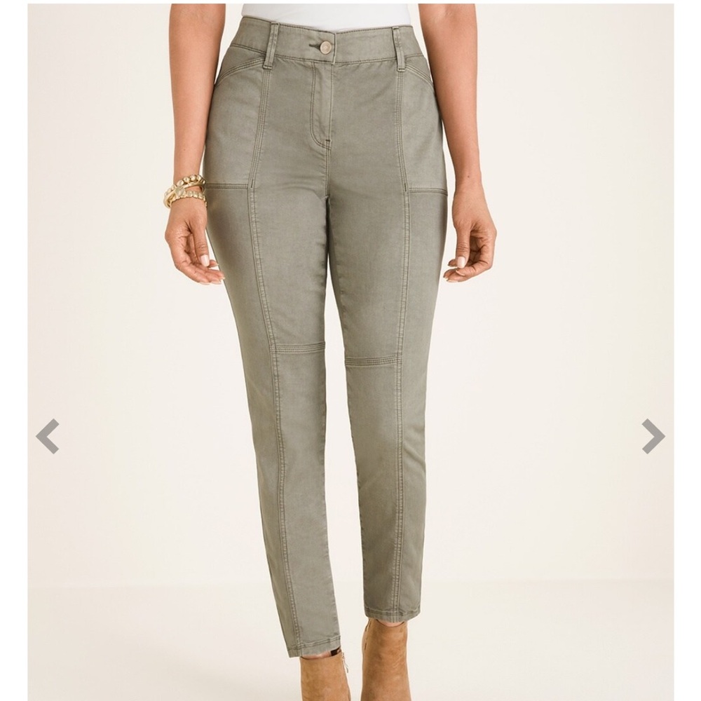 Chico’s Secret Stretch Casual Utility Slim Ankle Pants Green Pockets 1.5P (10P)‎